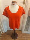 Ladies Marks And Spencer Size 10 Orange Detailed Shoulders Short Sleeved Tshirt
