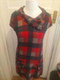 Ladies Izabel London Size 12 Red Check Short Sleeved Dress
