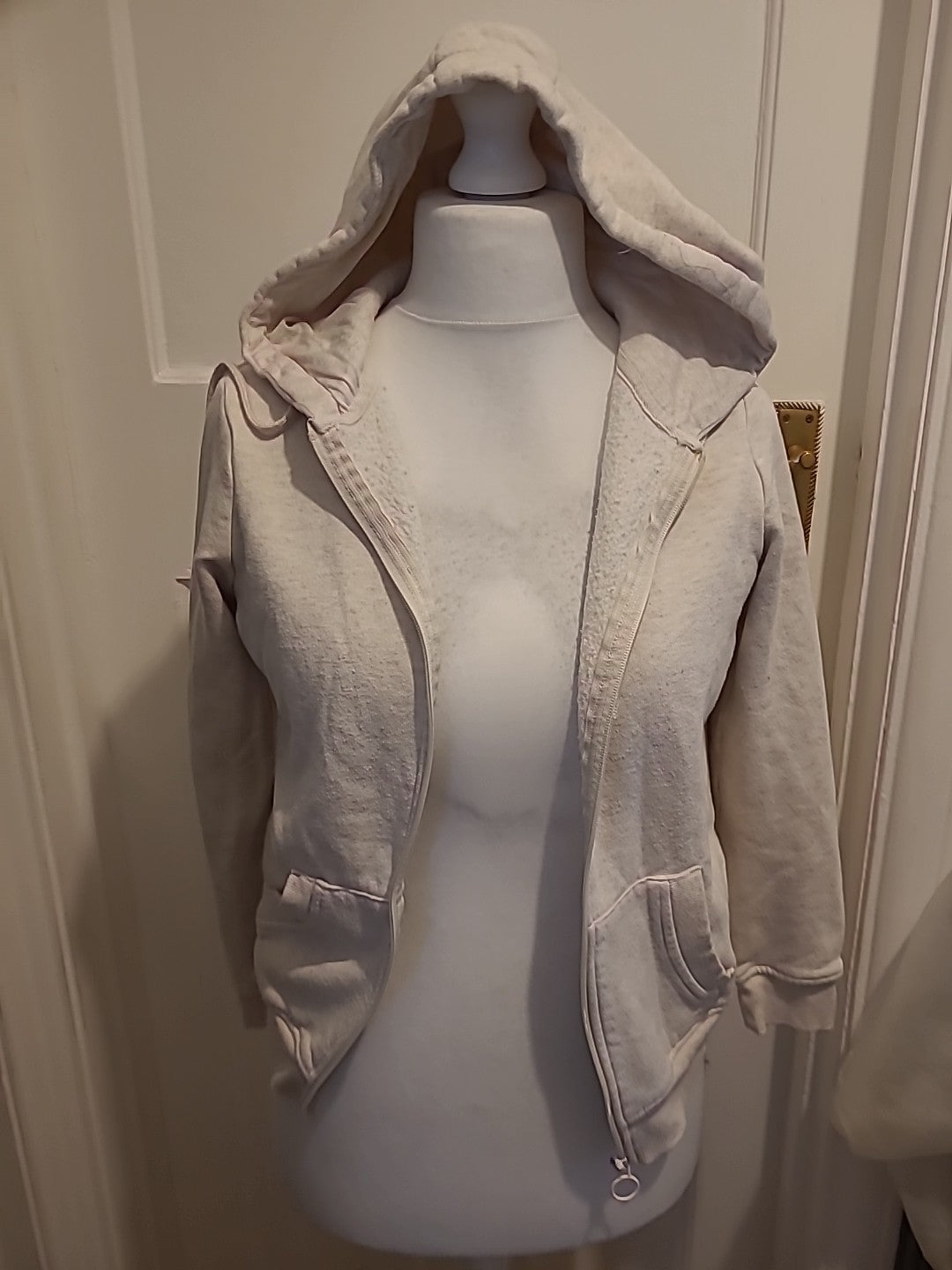 Ladies Primark Size 6-8 Cream/Pale Pink Zipped Hoodie