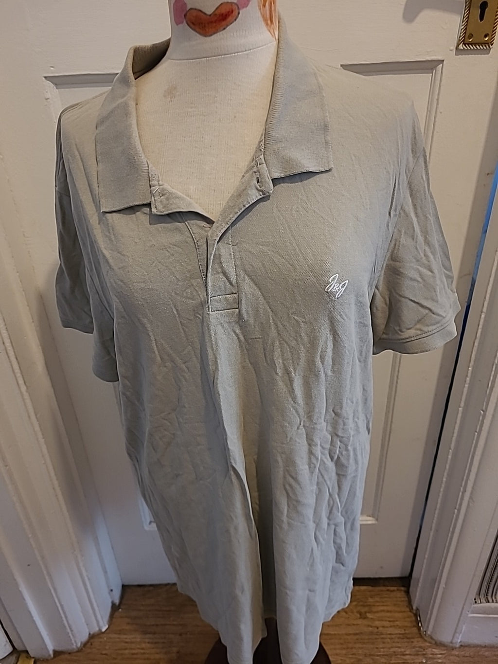 Mens Jack Jones Size 2XL Pale Khaki/Grey Short Sleeved Polo