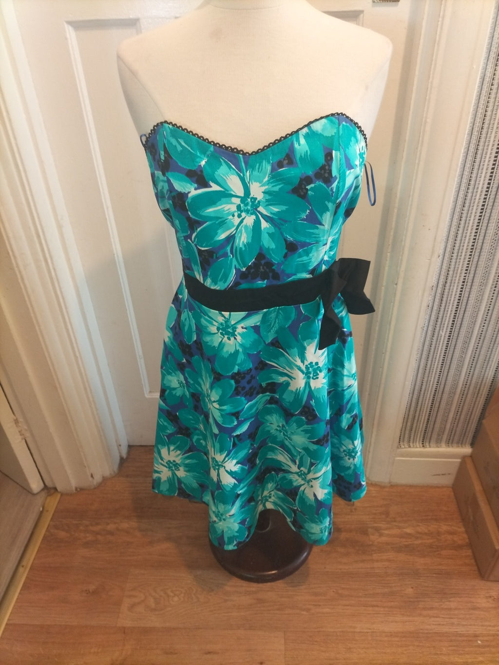 Ladies Brand New Strapless Party Dress Size 14 Bay, Green/ Blue
