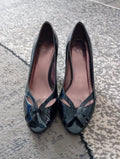 Ladies Carvela Open Toed Black Heeled Shoes Size 37 FREE DELIVERY