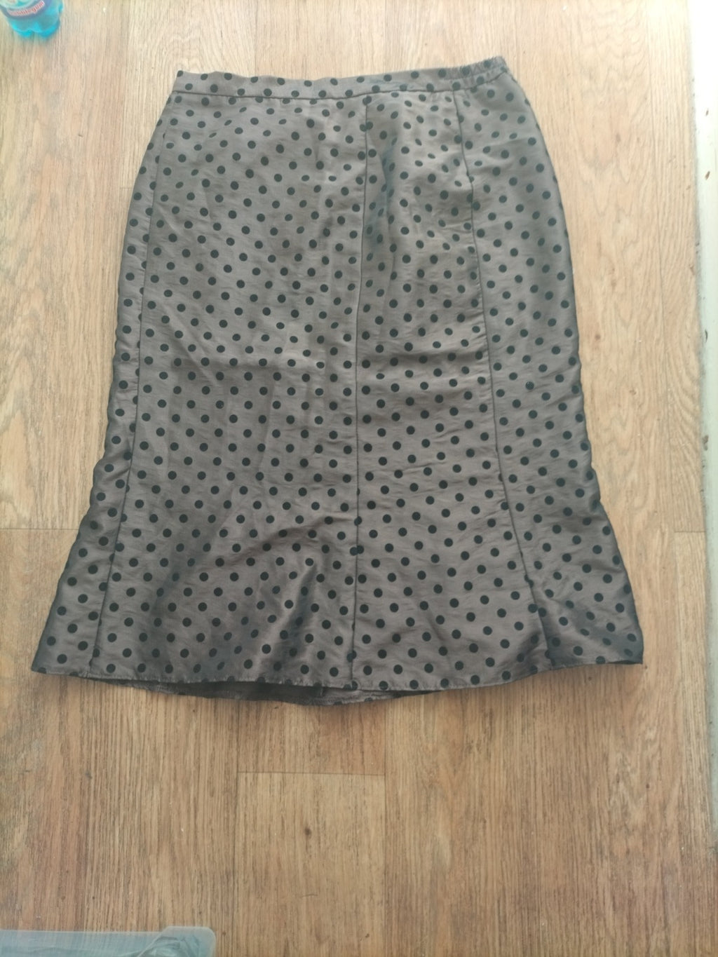 Ladies Size 10 Bronze And Black Polkadot Lined Skirt