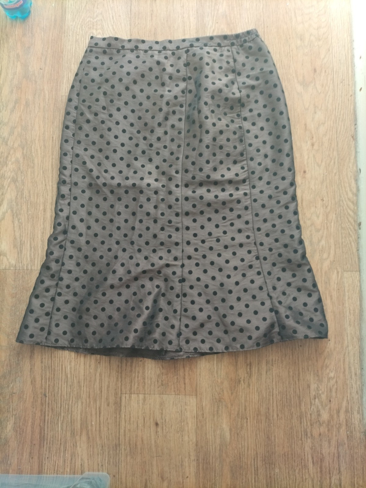 Ladies Size 10 Bronze And Black Polkadot Lined Skirt