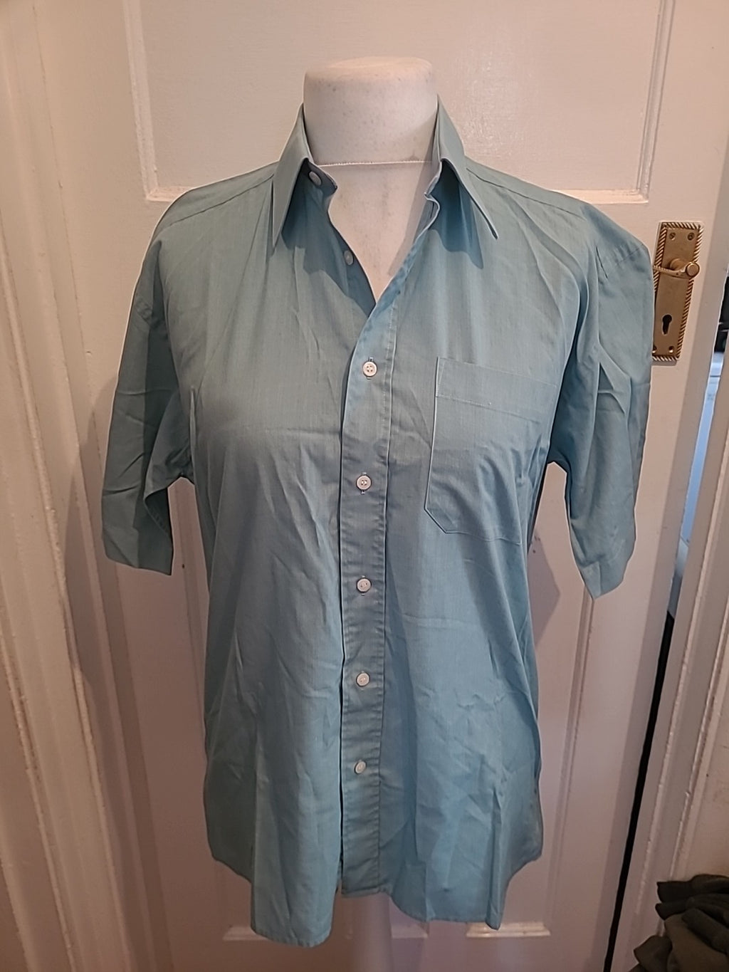 Mens St Michael Size 15.5 Turquoise Short Sleeved Shirt