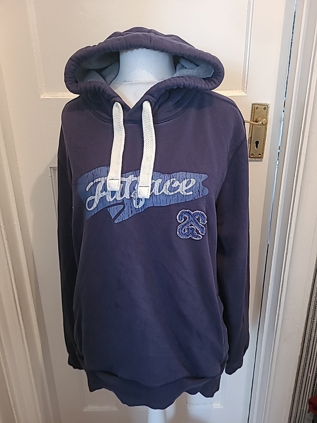 Mens Fatface Size Large Navy Long Sleeved Pullover Hoodie