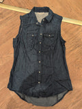 Ladies Dorothy Perkins Size 10 Denim Collared Sleeveless Top