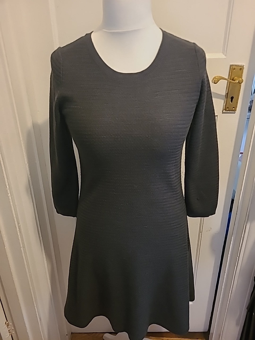 Ladies Fatface Size 10 Grey Long Sleeved A-Line Dress
