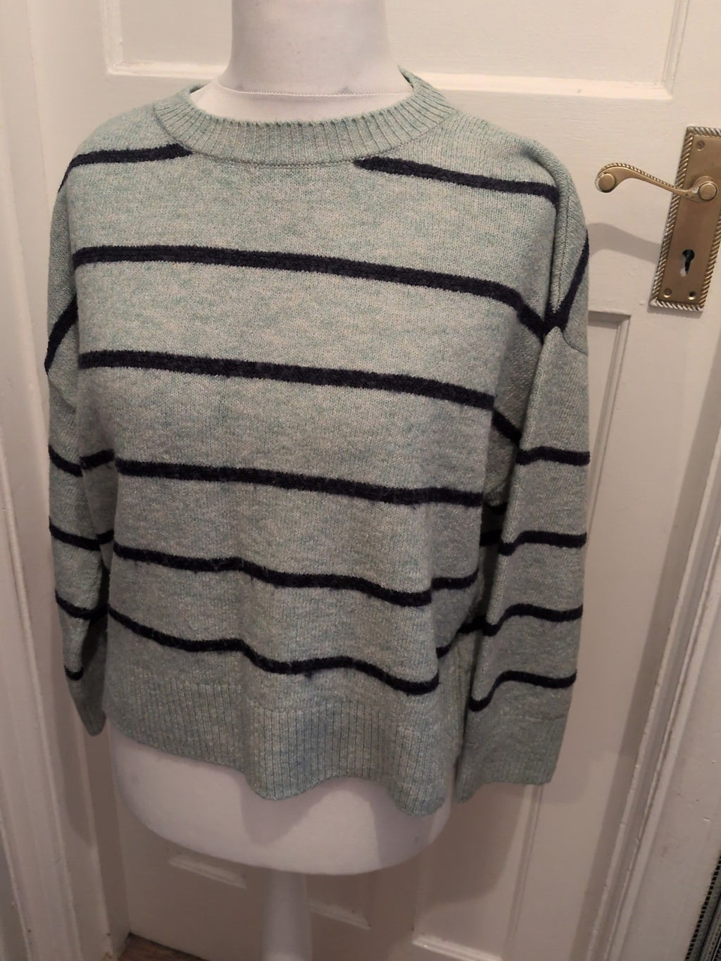 Tu Woman 16 Pale Turquoise And Black Long Sleeve Pullover Jumper