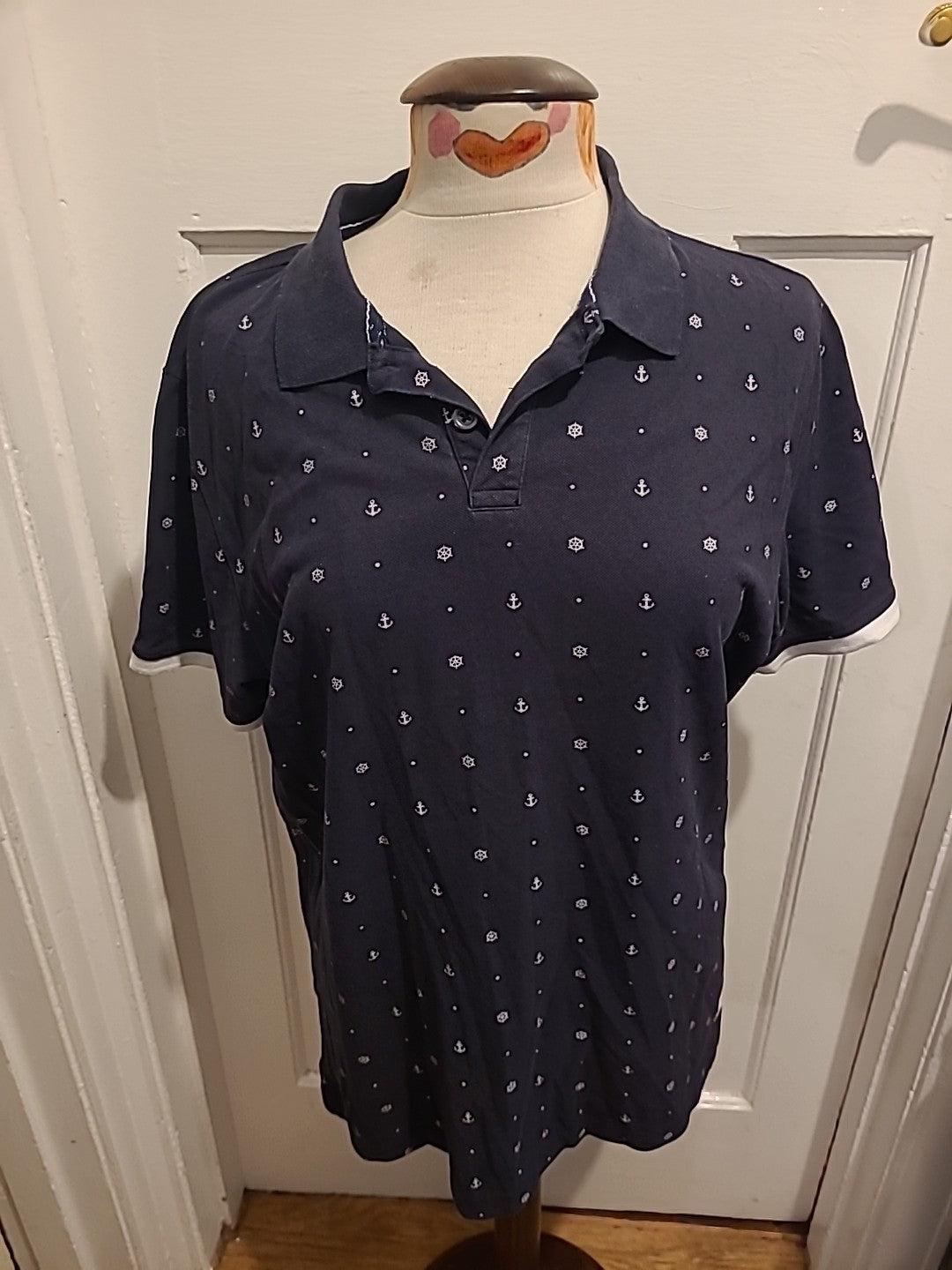 Mens Soulcal & Co Size XL Navy Anchor Polo