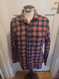 Mens Amazon Essentials Size Medium Navy Red Check Long Sleeved Shirt