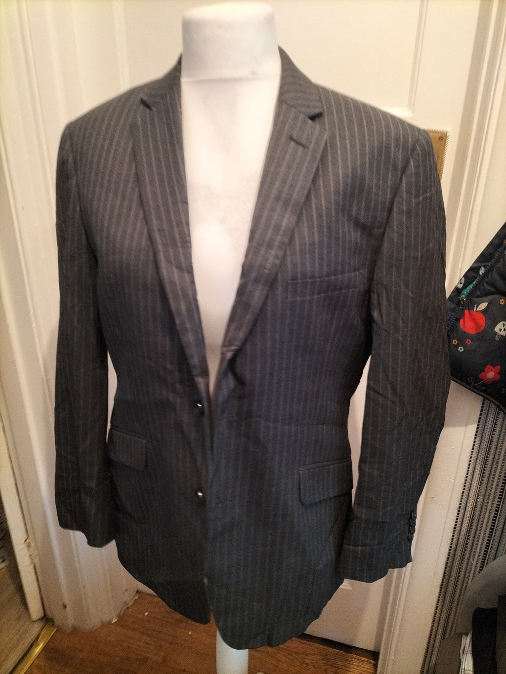 Mens Paul Costelloe Size 40 Short Grey Striped Jacket