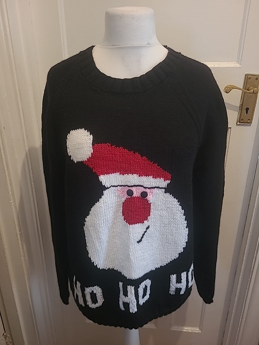 Mens Size 2XL Black Christmas Ho Ho Ho Jumper