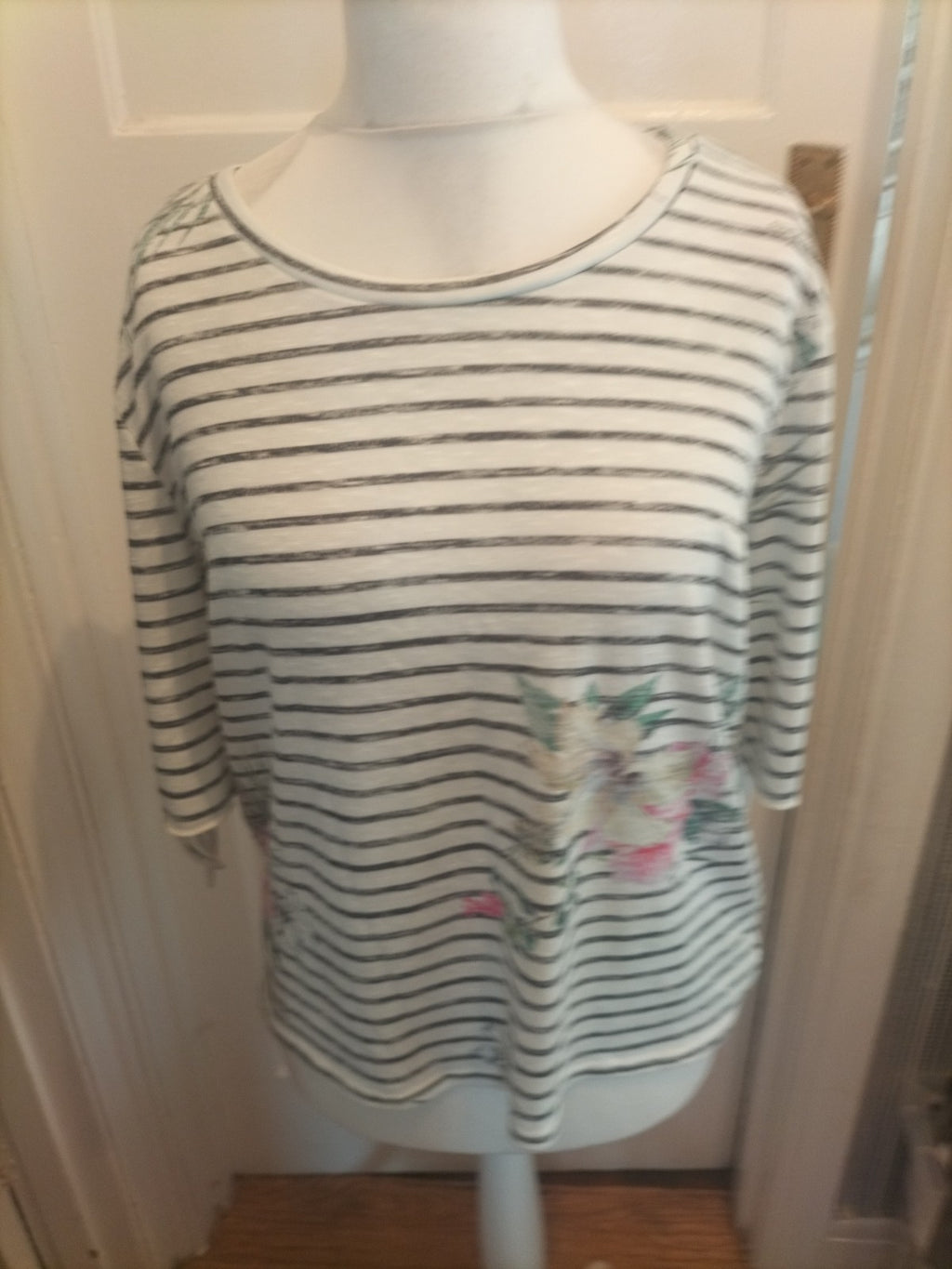 Ladies Debenhams Size 14 Striped Floral Blouse