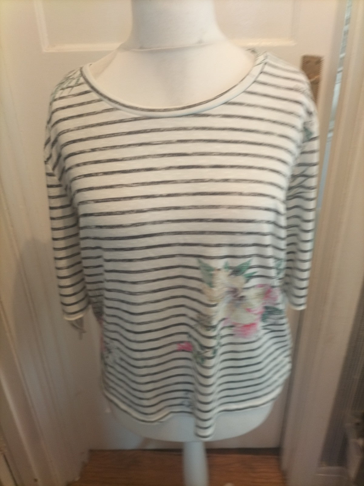 Ladies Debenhams Size 14 Striped Floral Blouse