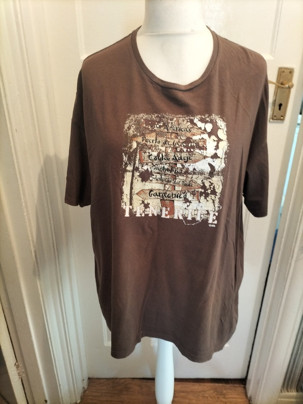 Mens Covt Size 3XL Brown Printed Short Sleeved Tshirt