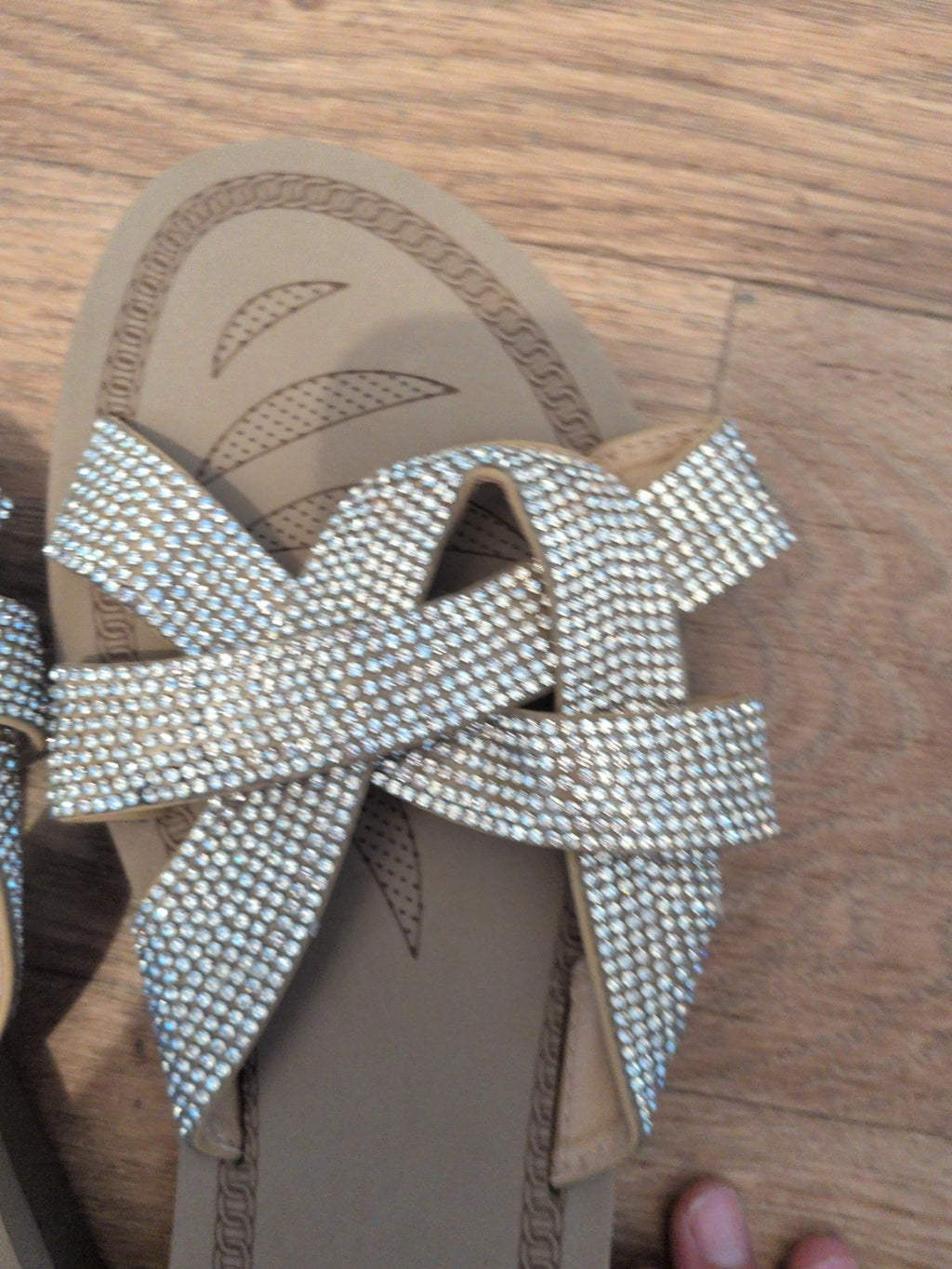 Peacocks 7 Beige And Silver Diamante Sandals