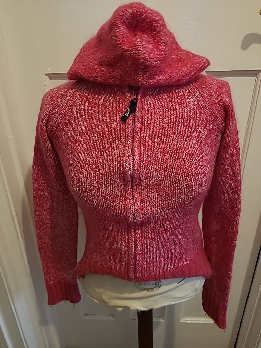 Ladies Hood Size 10 Pink Fleck Zip Through Jacket