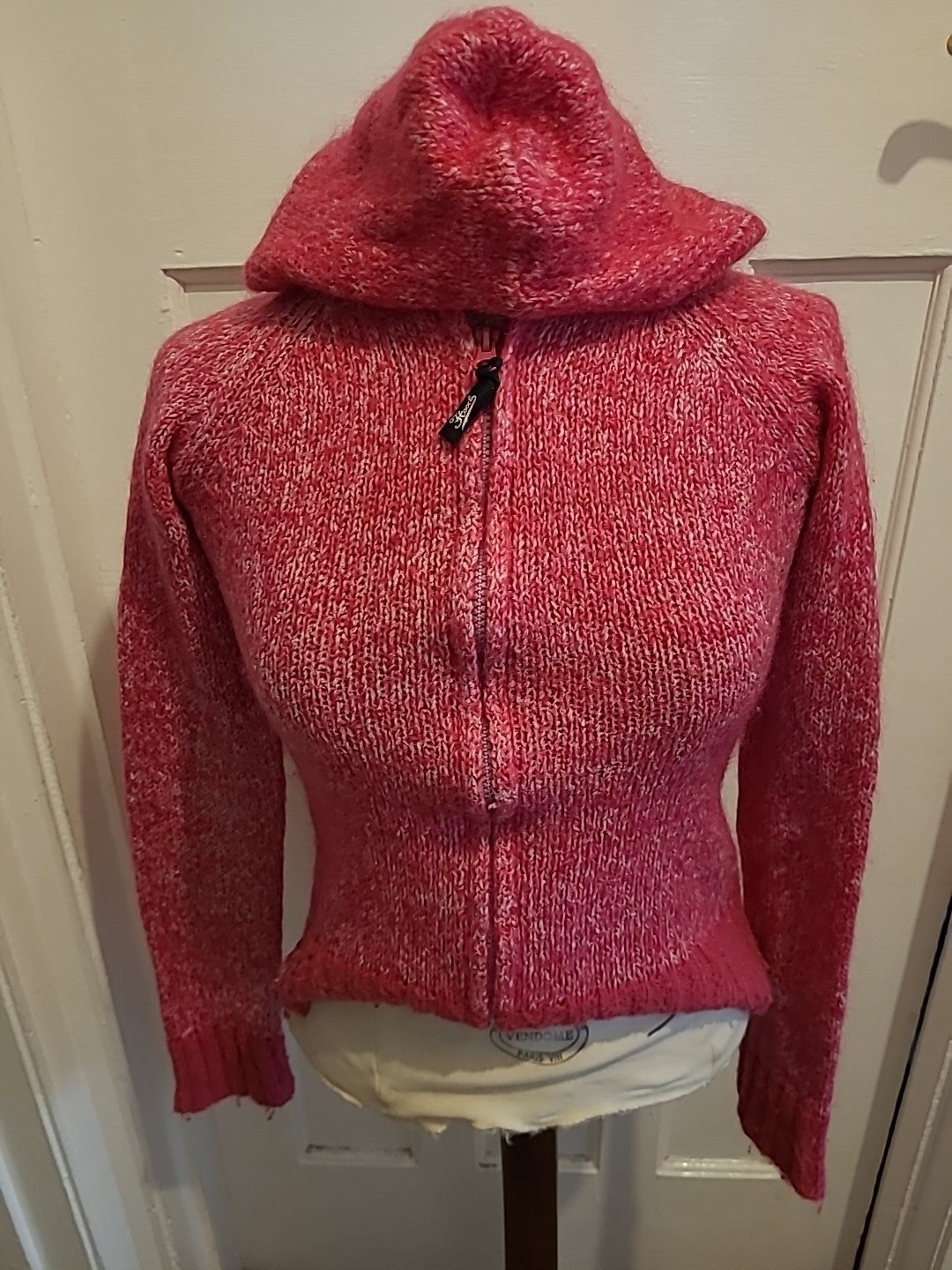 Ladies Hood Size 10 Pink Fleck Zip Through Jacket