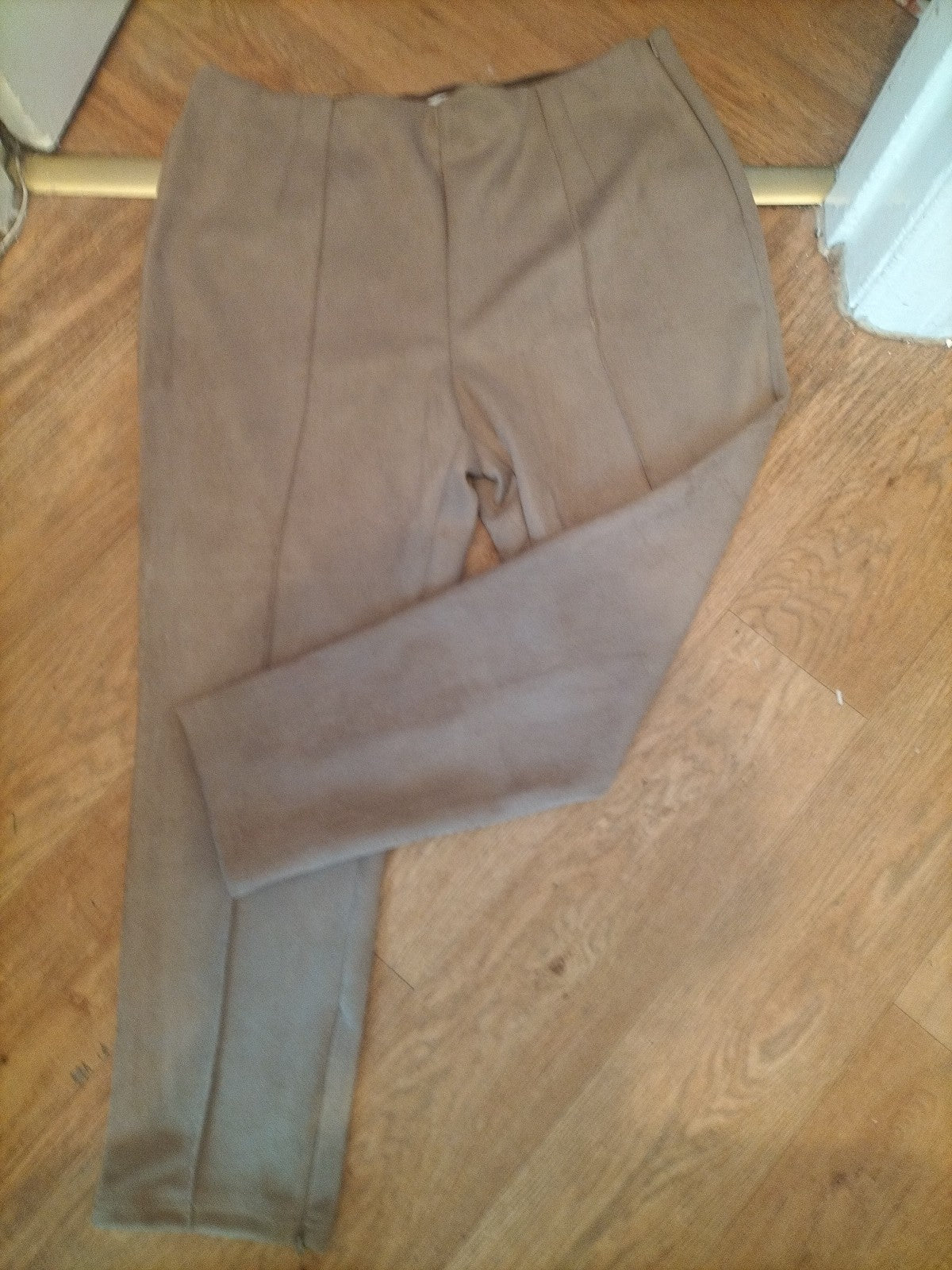 Ladies Primark Size 20 Beige Suede Look Trousers Stretch