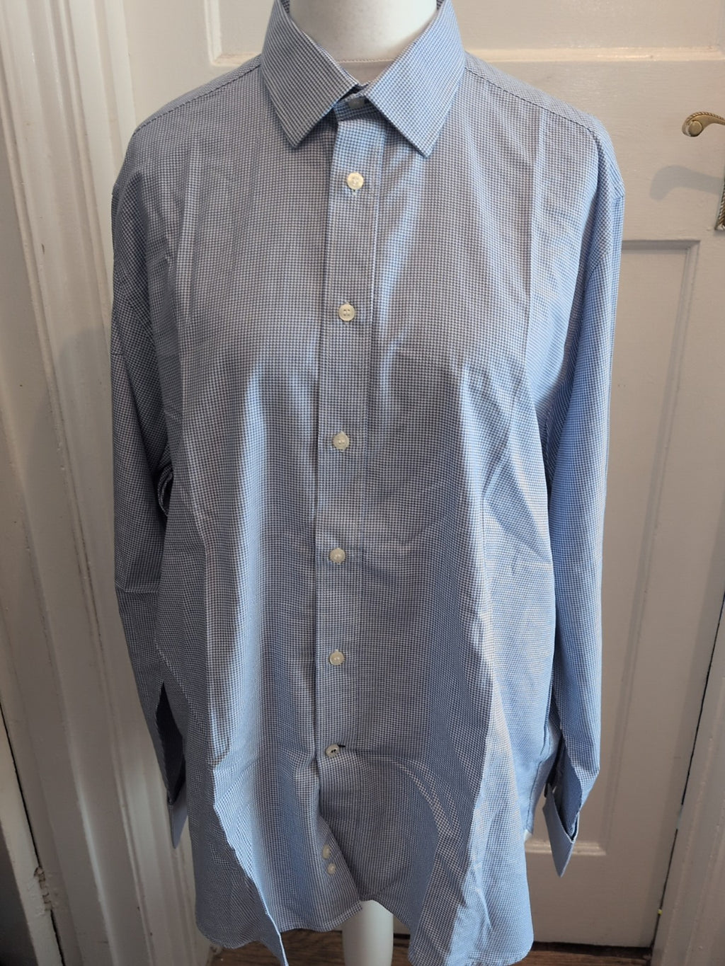 Skopes 17.5 Blue Patterned Long Sleeve Shirt Luxury Collection
