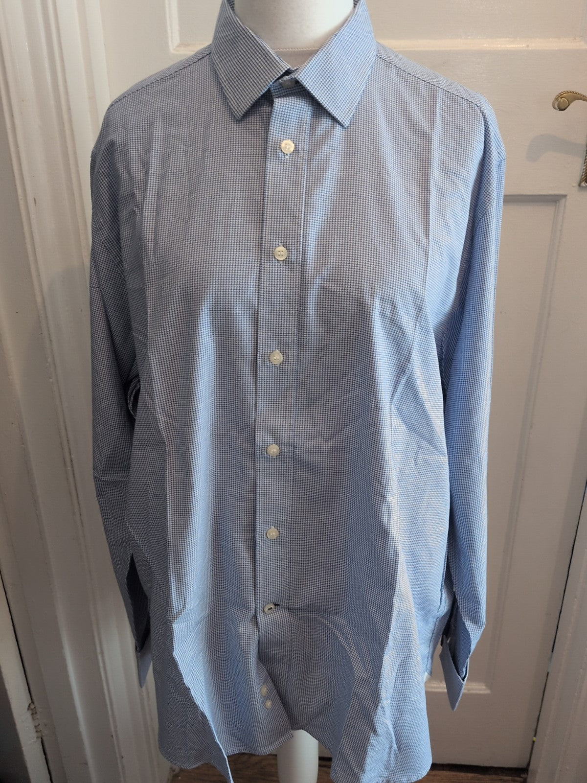 Skopes 17.5 Blue Patterned Long Sleeve Shirt Luxury Collection