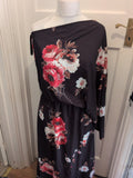 Chicme Medium Black Floral Off The Shoulder Long Length Dress