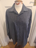 Mens Cedarwood State Size 16" Black/White Striped Long Sleeved Shirt
