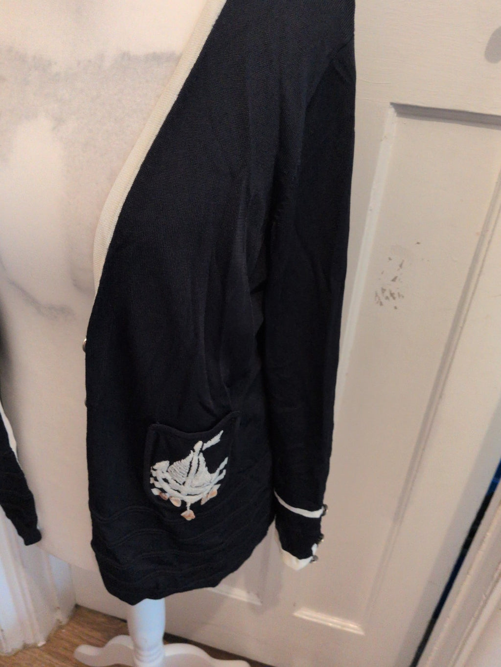 Chesca Size 2 Navy Cardigan Blouse