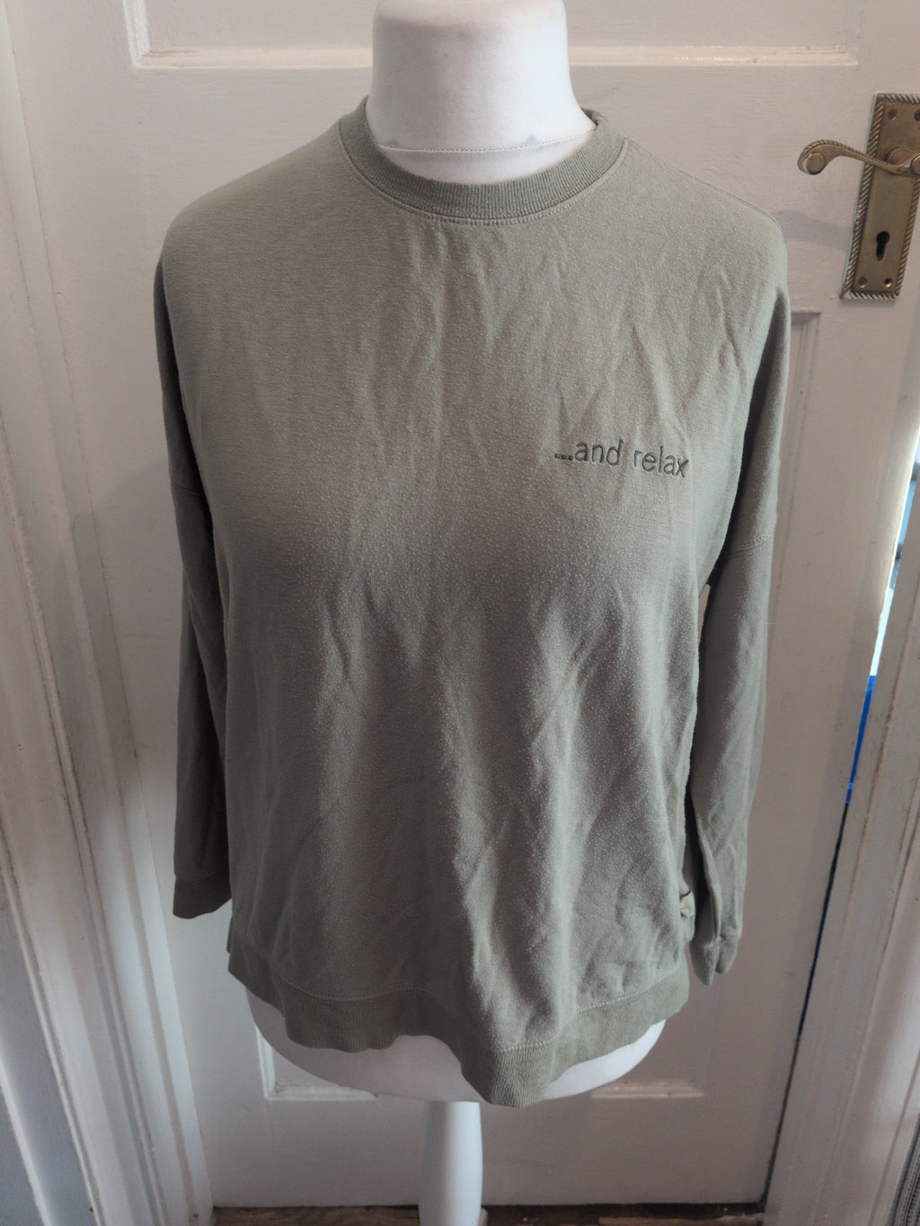 Ladies Primark Size Medium Green "Relax" Long Sleeve Pyjama Top