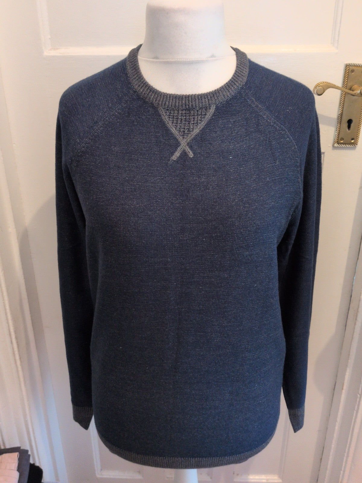 Easy M Navy And Grey Long Sleeve Pullover Jumper
