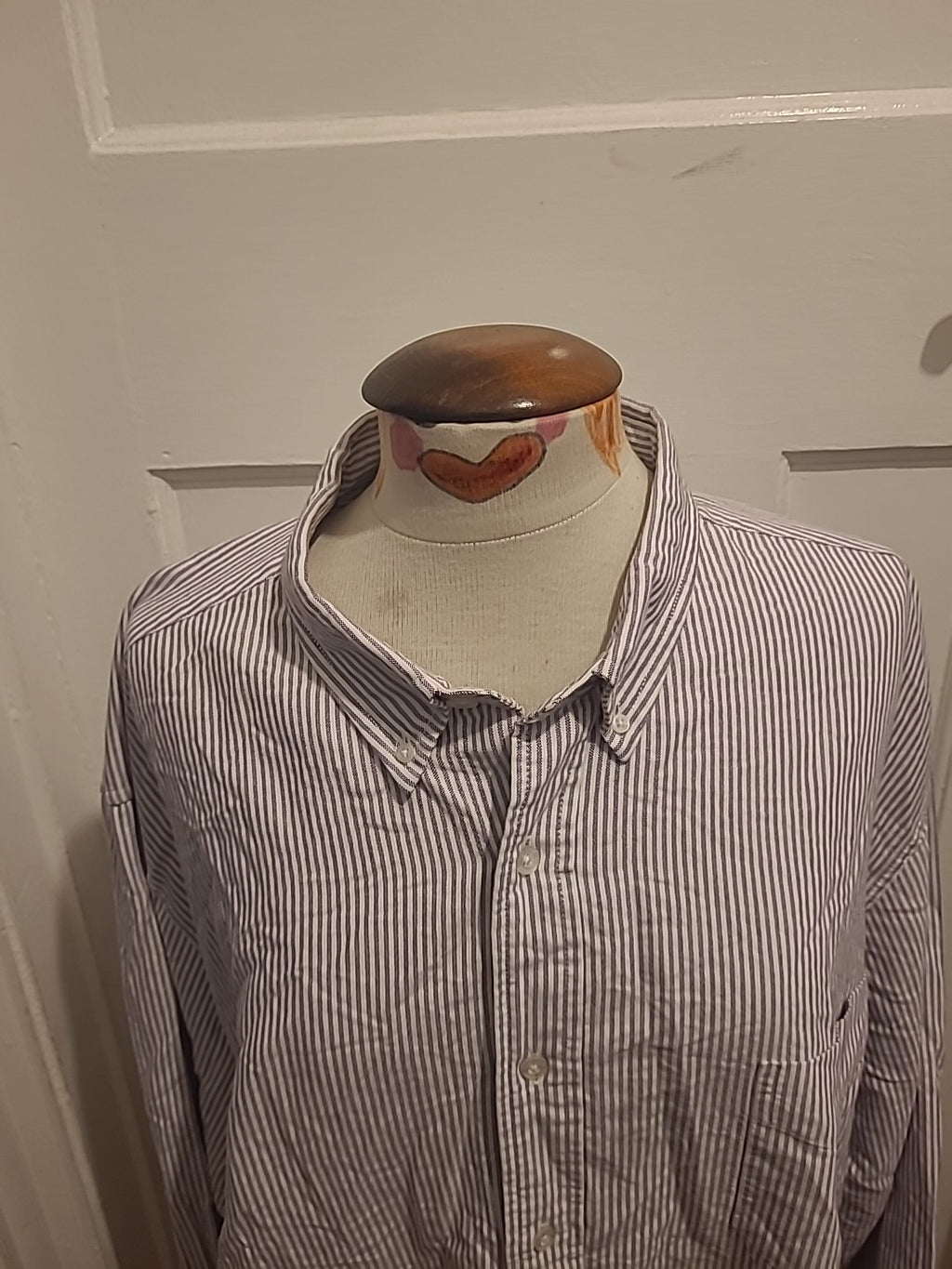 Mens Hawkshead Size 2XL Purple/White Striped Long Sleeved Shirt