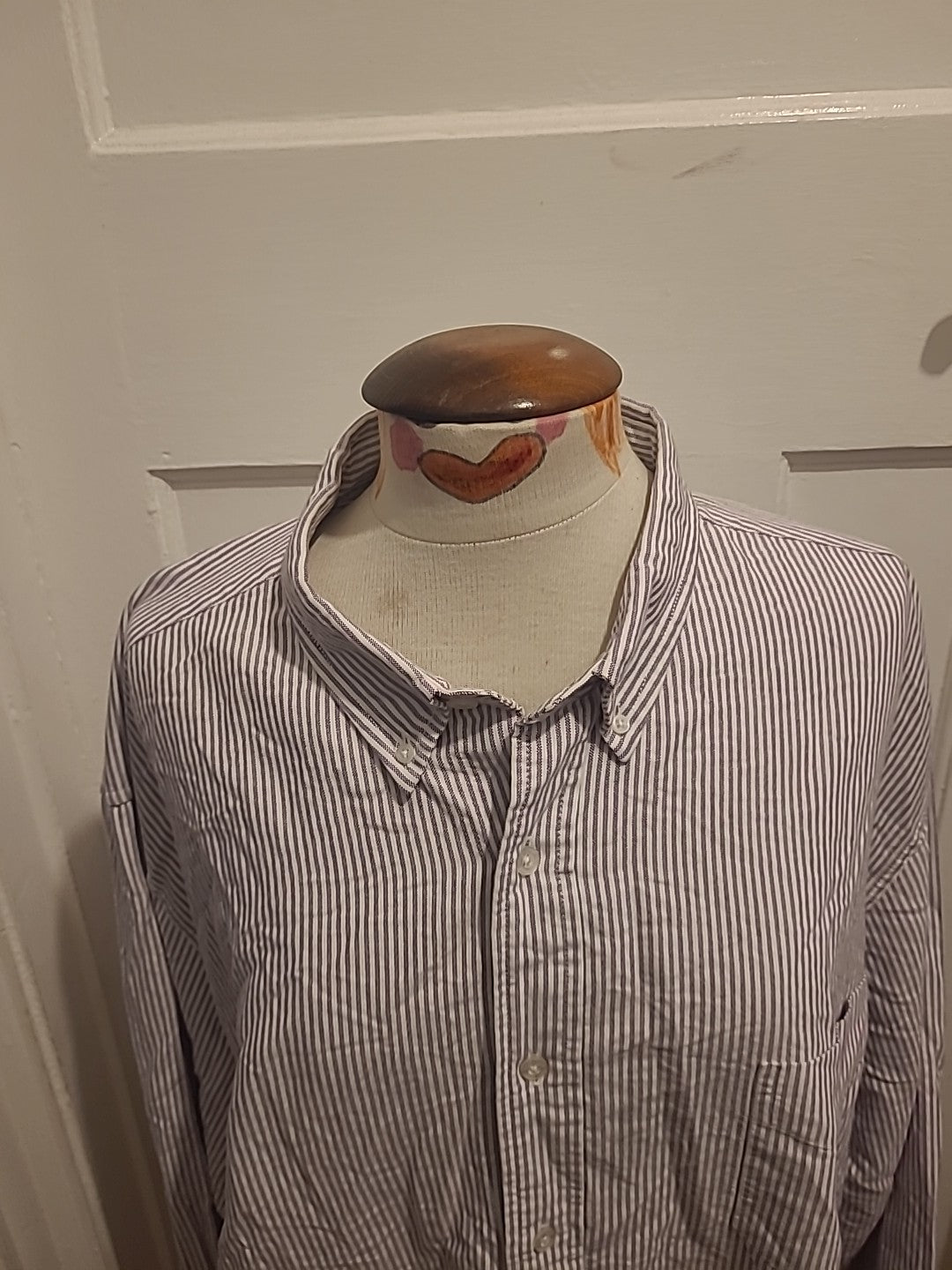 Mens Hawkshead Size 2XL Purple/White Striped Long Sleeved Shirt