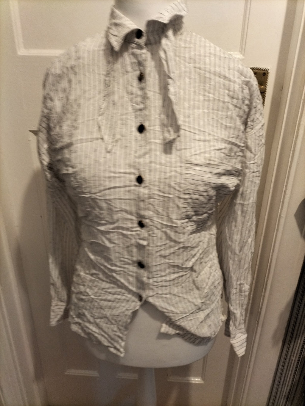 Ladies Size Euro 38 Purple White Striped Shirt