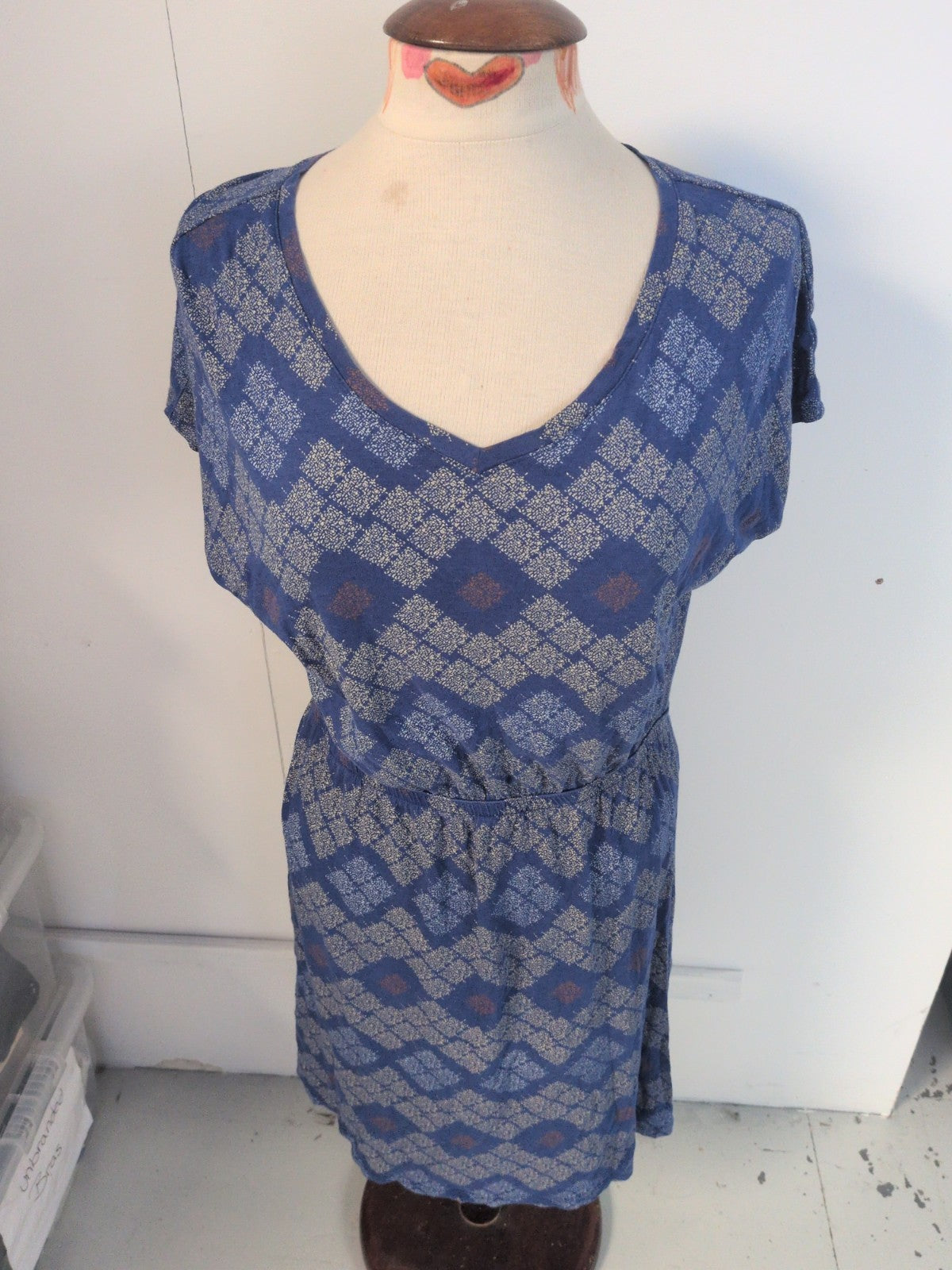 Esmara 14-16 Blue Patterned Short Sleeve Dress