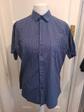 Mens George Size 16 Regular Fit Cotton Navy Blue And White Shirt