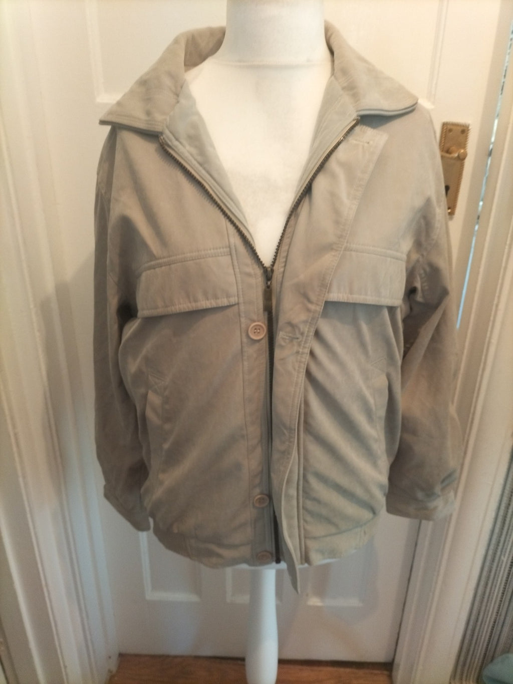 Mens Moorcroft Size M Pale Grey Lined Full Zip Jacket