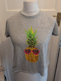 Bongo Medium Grey Pineapple Print T-shirt With Open Back