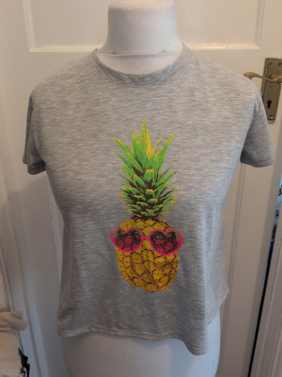 Bongo Medium Grey Pineapple Print T-shirt With Open Back