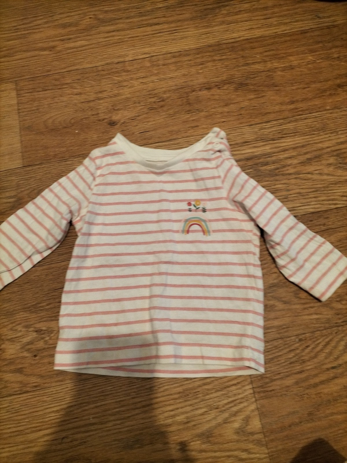 Girls Matalan Age 6-9 Months Pink Striped Tshirt
