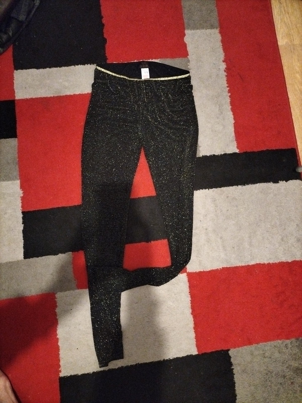 Ladies Primark Size 12 Gold And Black Elasticated Leggings