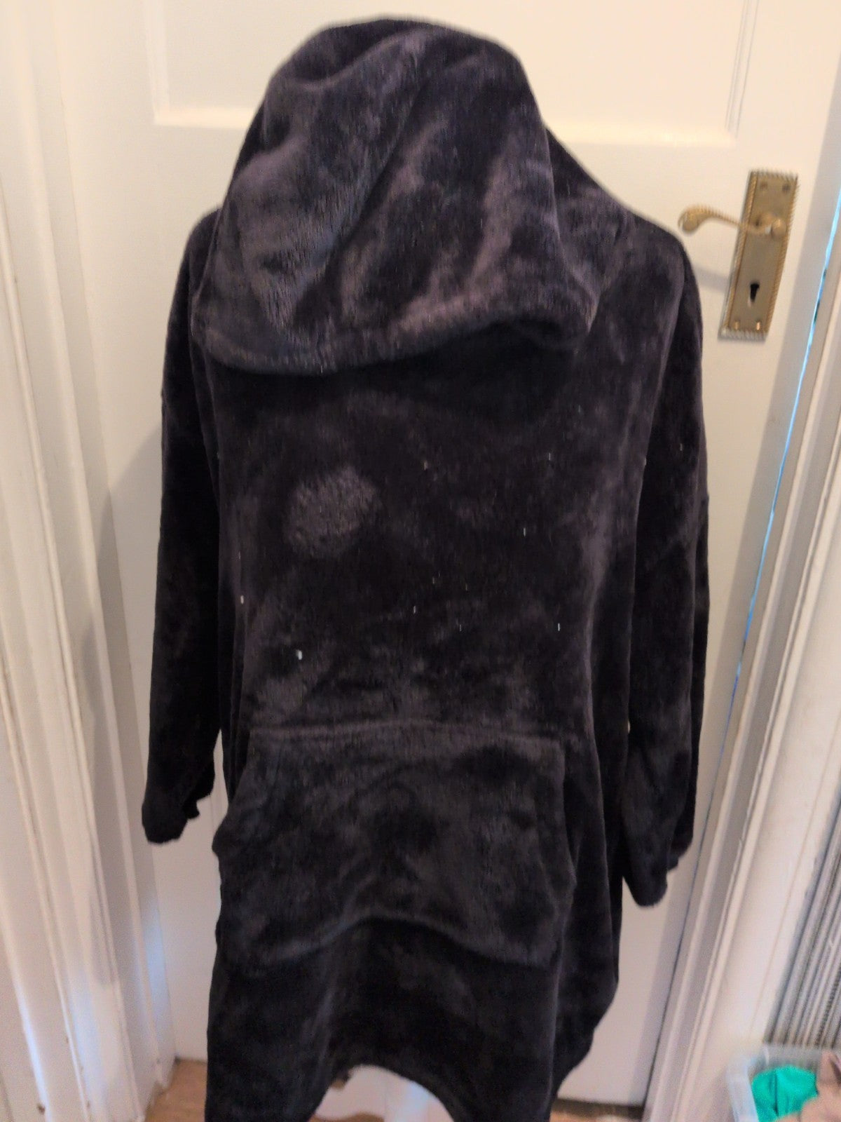 XL Black Fluffy Pyjama Top With Hood