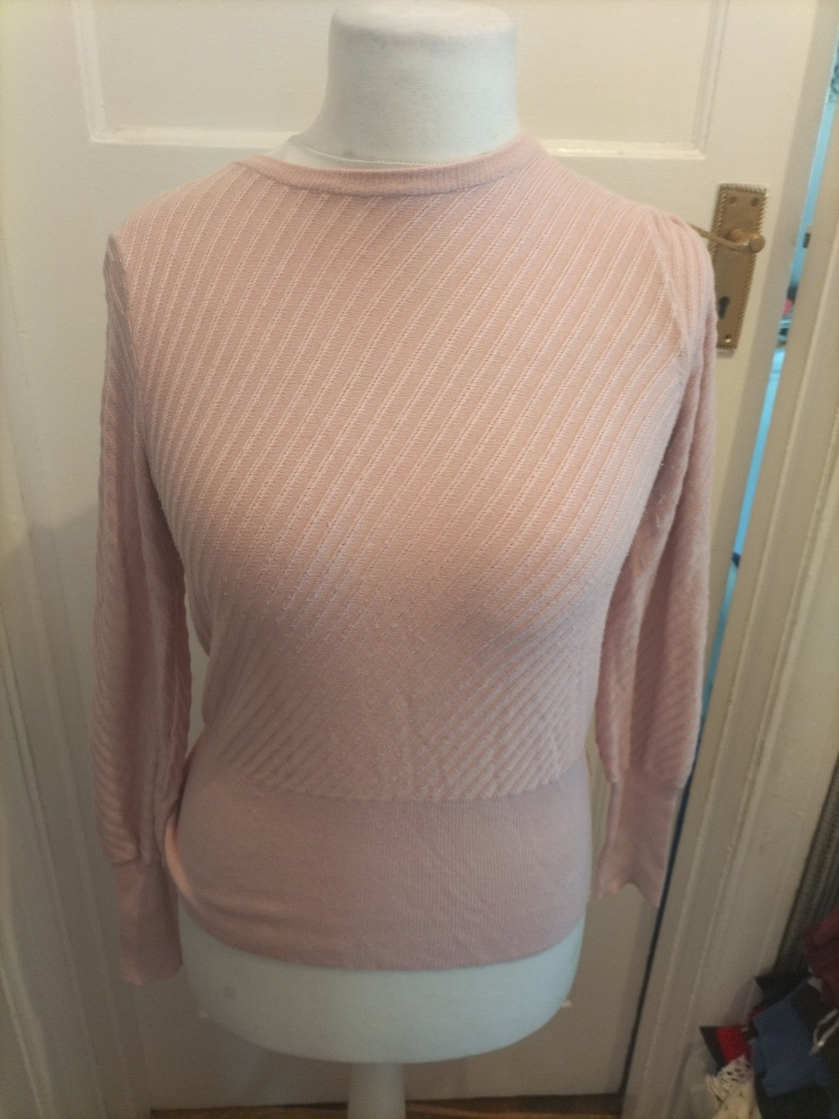 Ladies M&S Collection Size 10 Pink Textured Long Sleeved Round Neck Jumper...