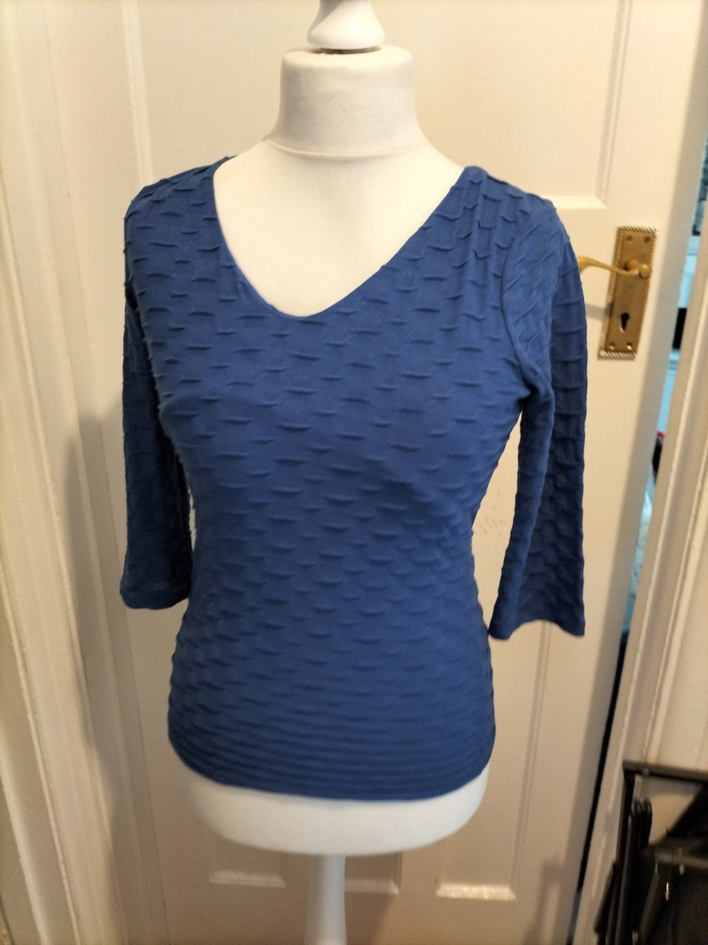 Ladies Size 8 Per Una 3/4 Sleeve Blue
