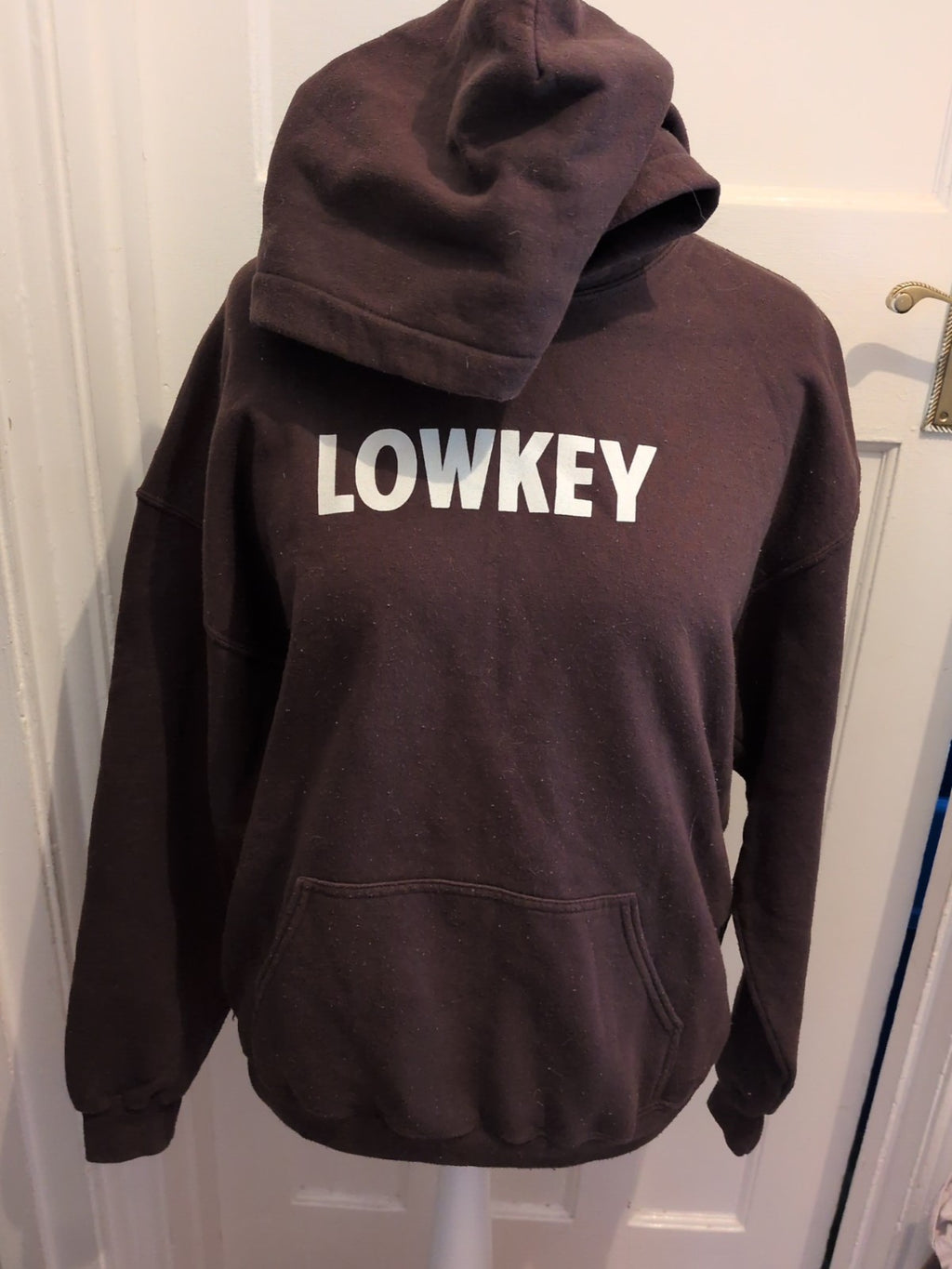 Gildan Large Brown Lowkey Print Hoodie Pullover