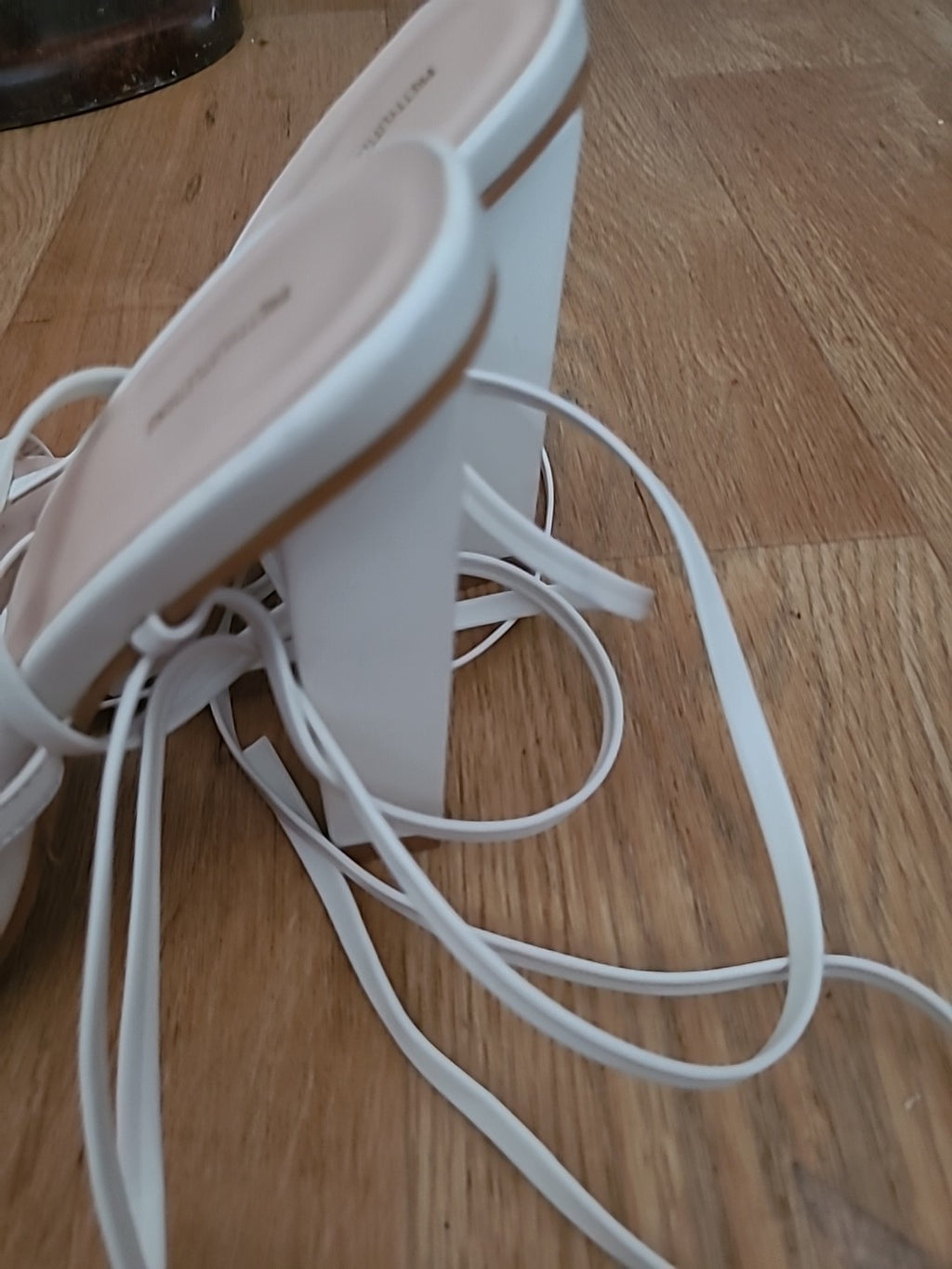 Ladies Prettylittlething Size Uk 6 White Wrap Tie Heels