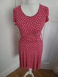 Ladies Next Size 12 Cerise And White Patterned Sleeveless Dress