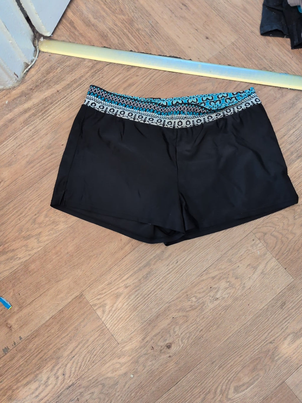 Large Black Multi Trim Swim Shorts Ladies