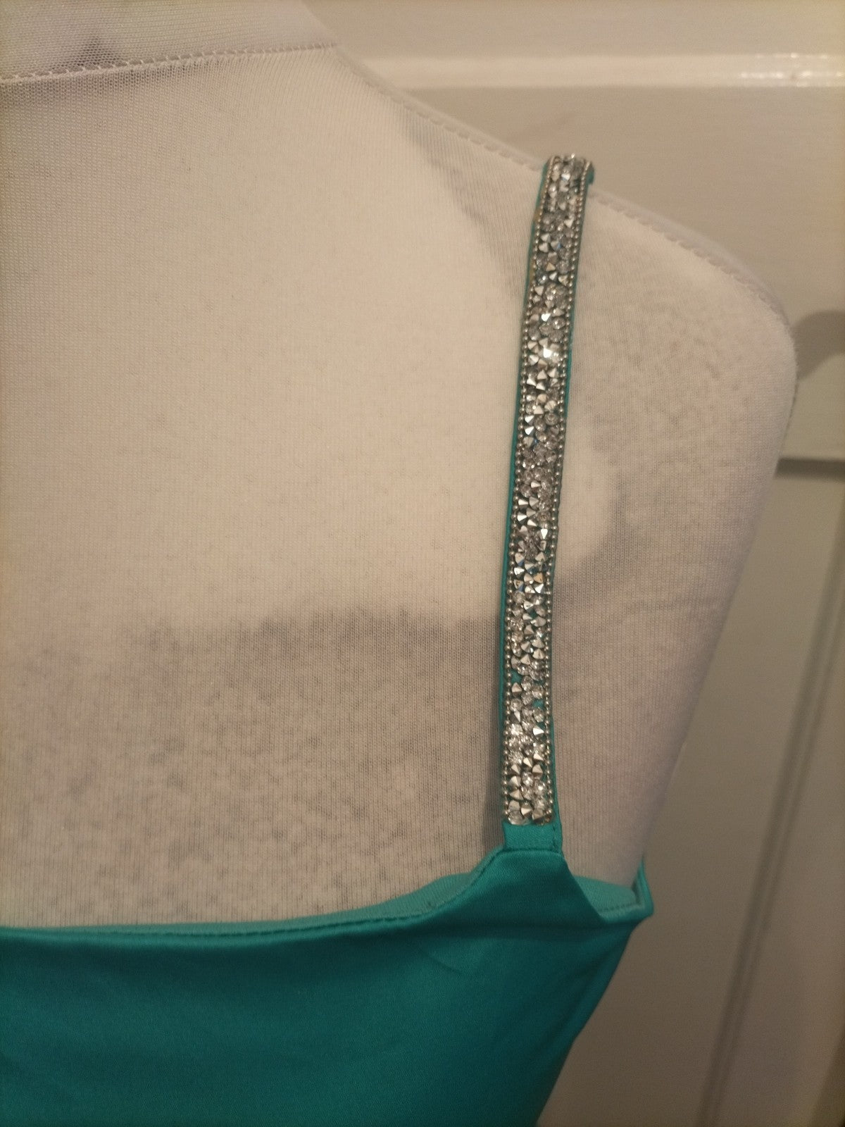 Large Green Diamonte Strap Sleeveless Dress