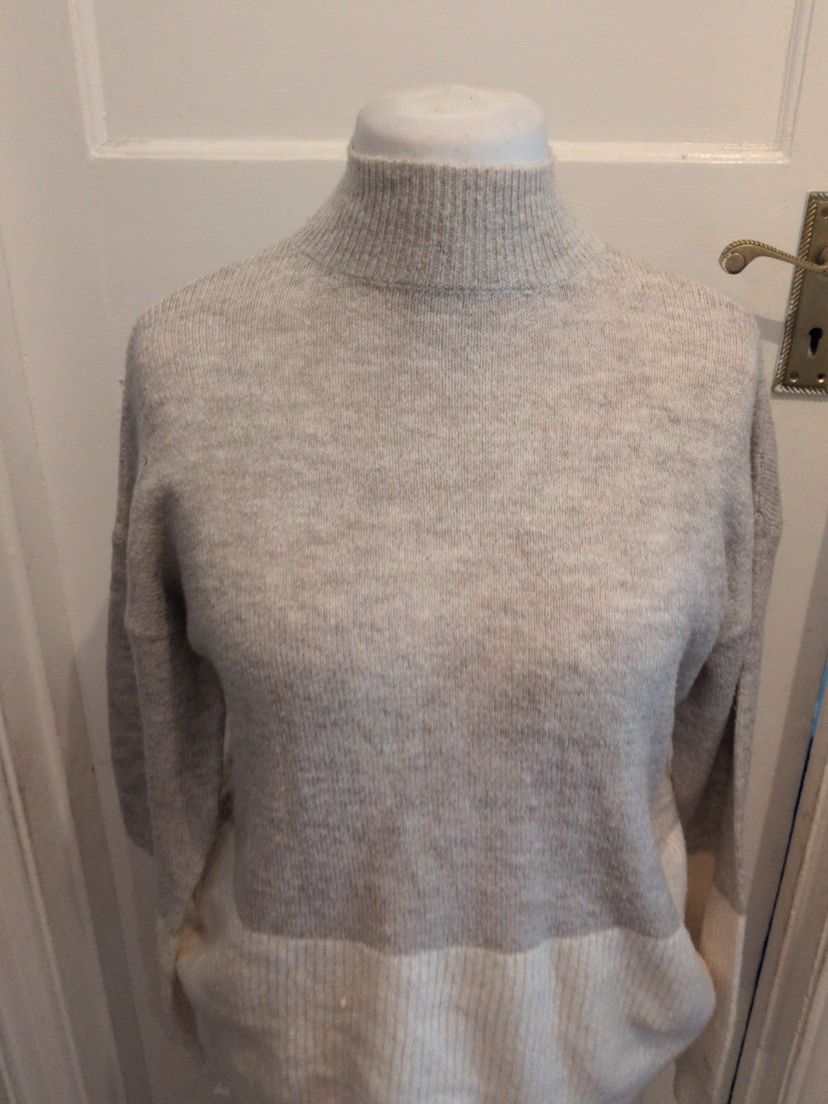 Primark Extra Small Grey And Cream High Neck Jumper